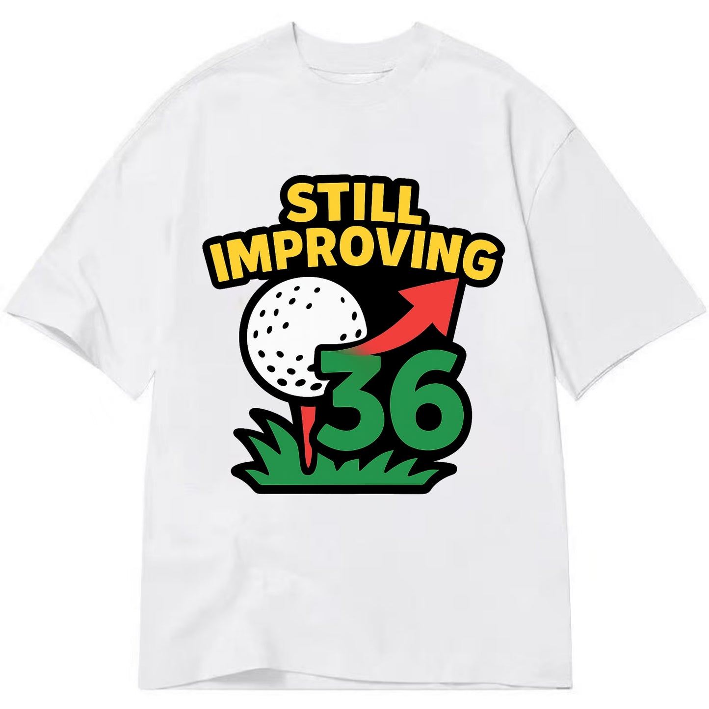 Handicap number getting higher with arrow - "Still Improving" - optimistic - Classic T-shirt - White