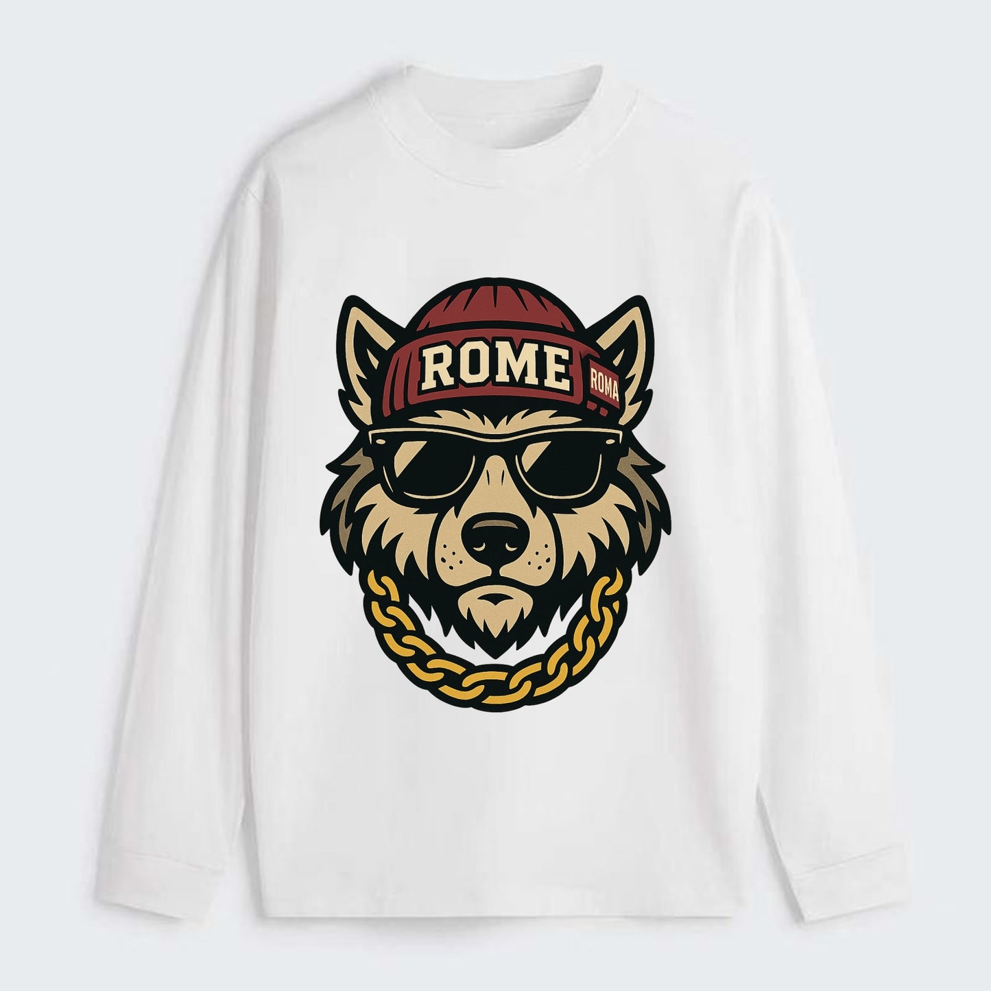 Rome Wolf - Classic Long Sleeve Shirt - White
