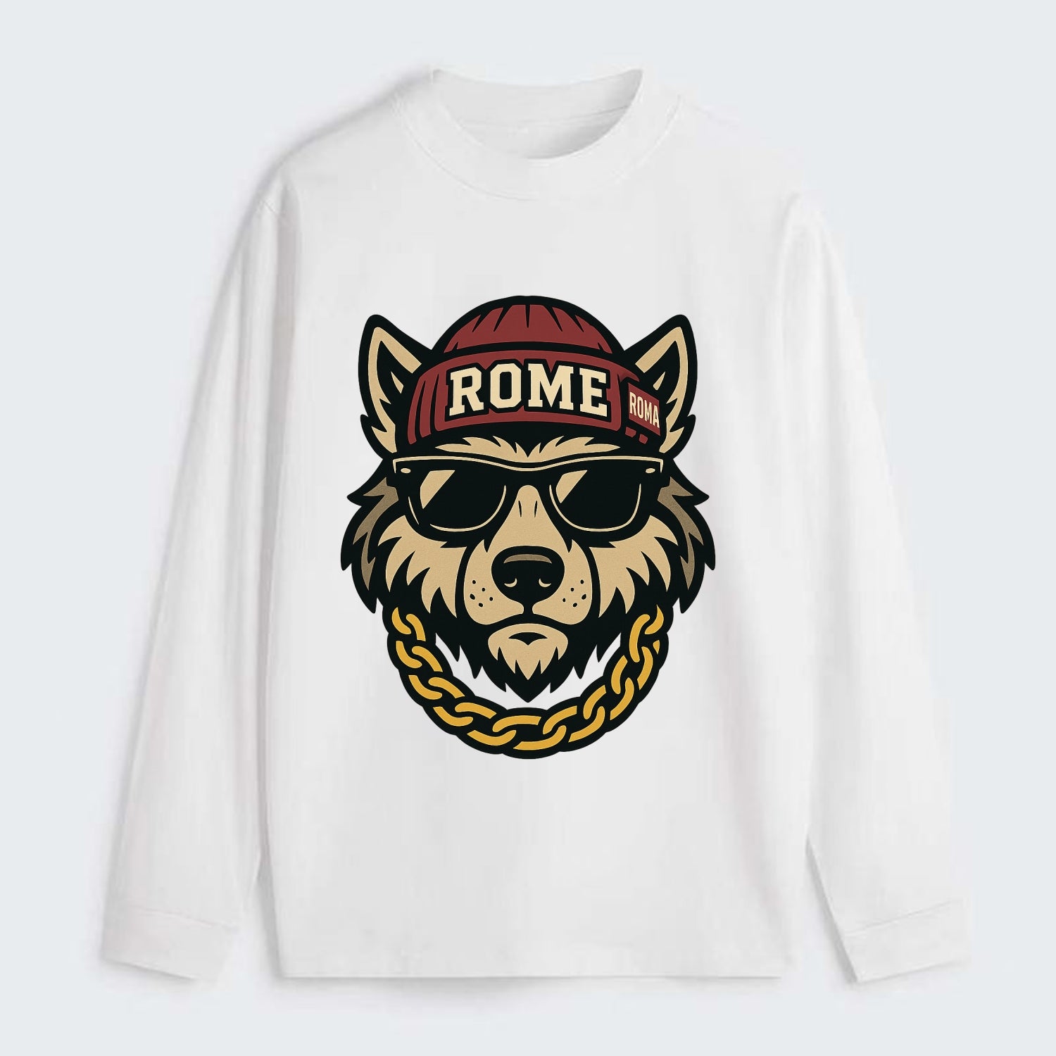 Rome Wolf - Classic Long Sleeve Shirt - White