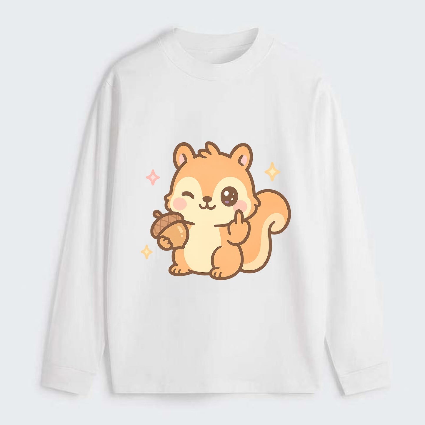 sweet squirrel holding acorn in one paw, flipping off with the other - Classic Long Sleeve Shirt - White