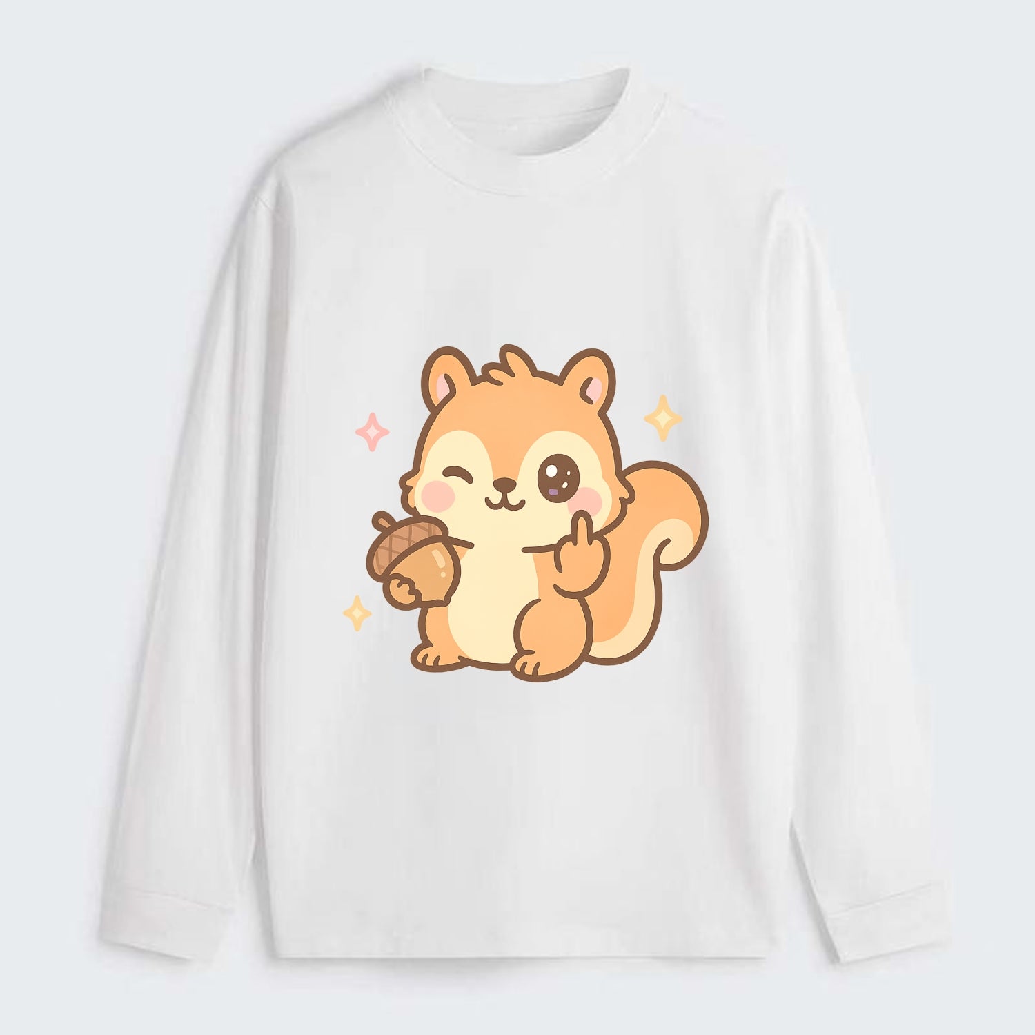sweet squirrel holding acorn in one paw, flipping off with the other - Classic Long Sleeve Shirt - White
