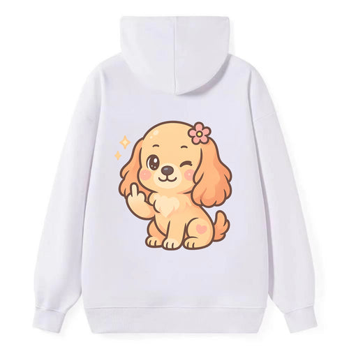 Cocker Spaniel with long wavy ears, gentle face, paw flipping off - Classic Pullover Hoodie
