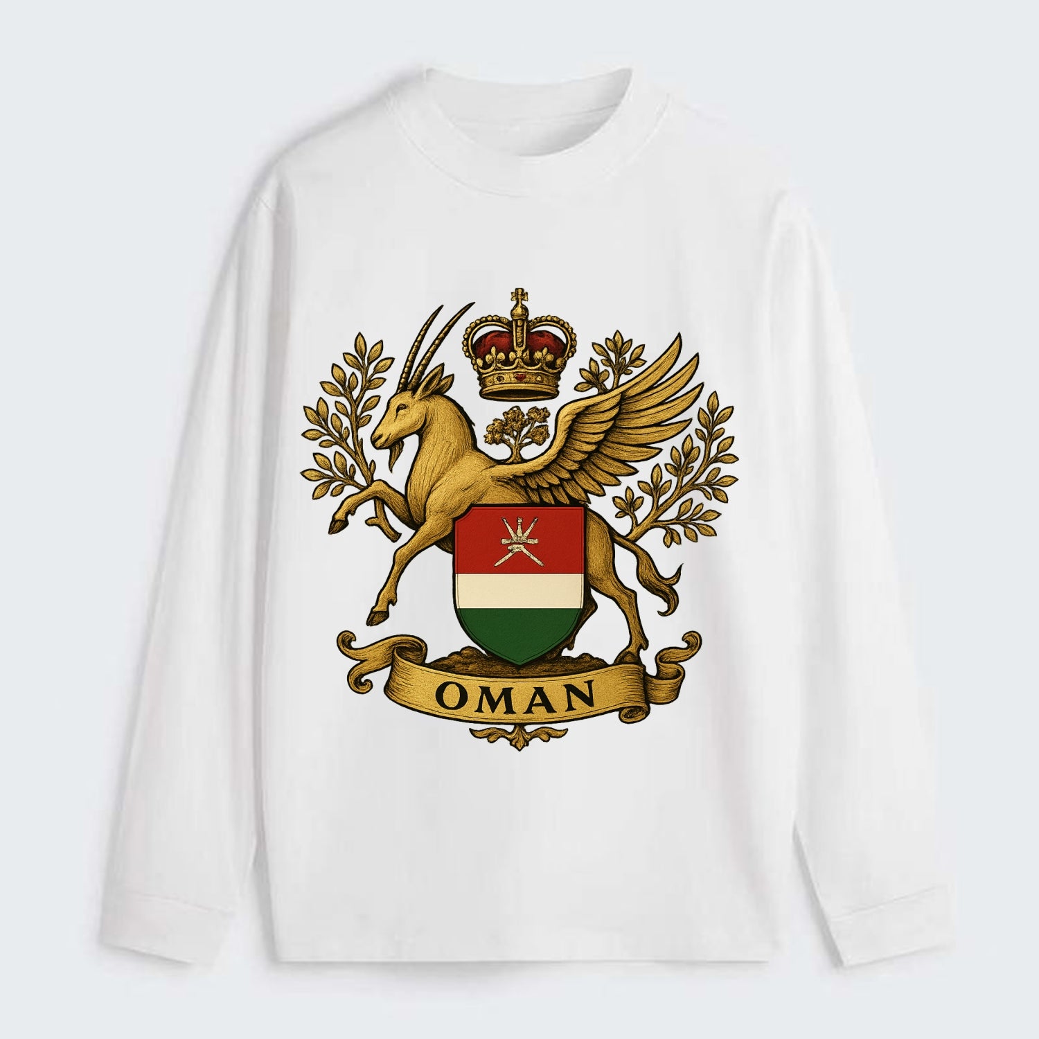 Oman Heritage Badge  - Classic Long Sleeve Shirt - White