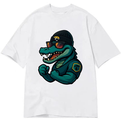 Jacksonville Alligator wearing Jaguars beanie with swamp patch and wayfarer - Classic T-shirt - White