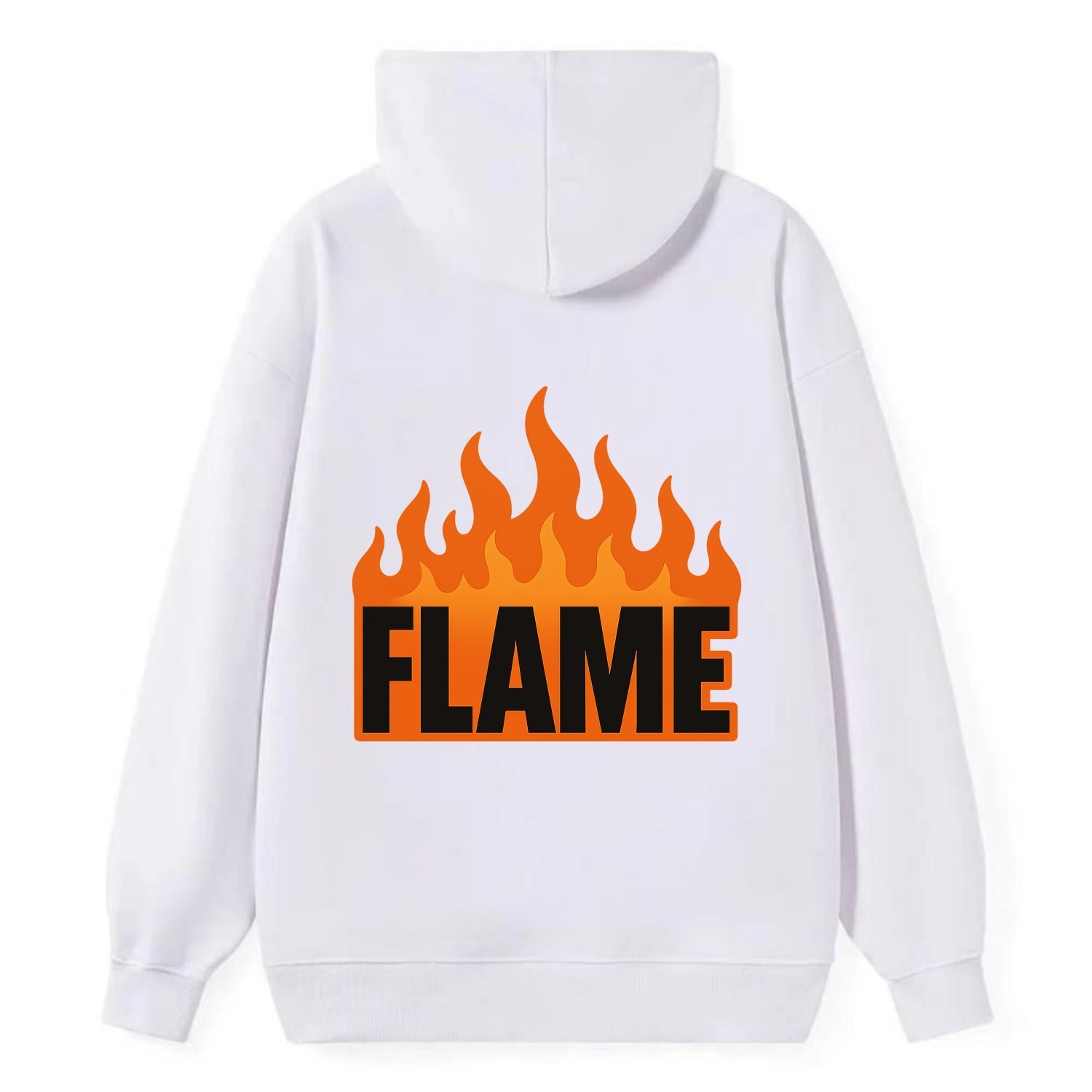 Bold typography design - "FLAME" - burning bright, passionate - Classic Pullover Hoodie - White