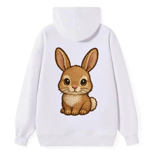 Baby Rabbit - long ears, fluffy white tail, pink nose, large brown eyes, - Classic Pullover Hoodie