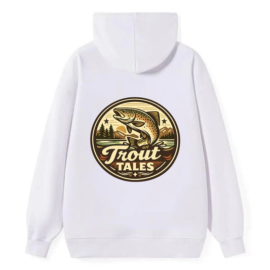 Trout Tales Adventure Emblem - Classic Pullover Hoodie - White