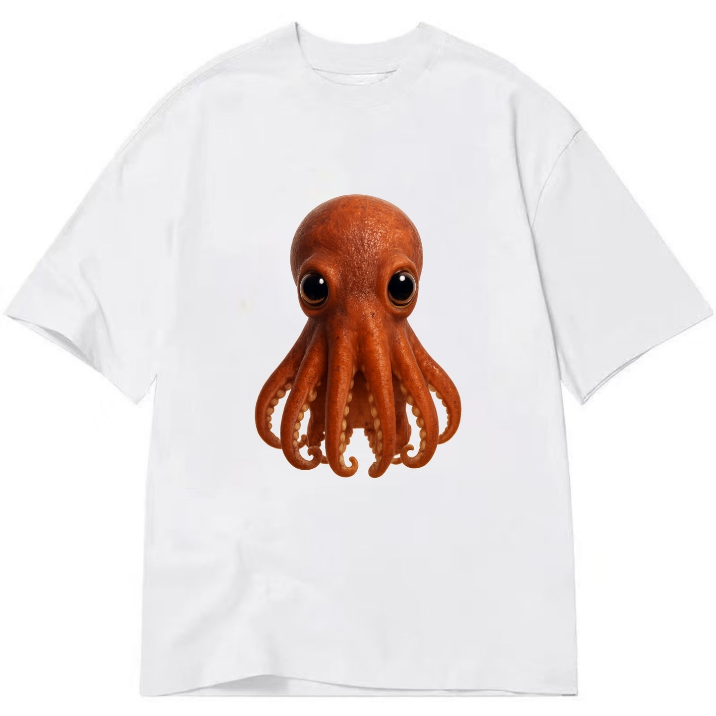 Baby Giant Pacific Octopus - reddish, smaller tentacles, expressive eyes, - Classic T-shirt - White
