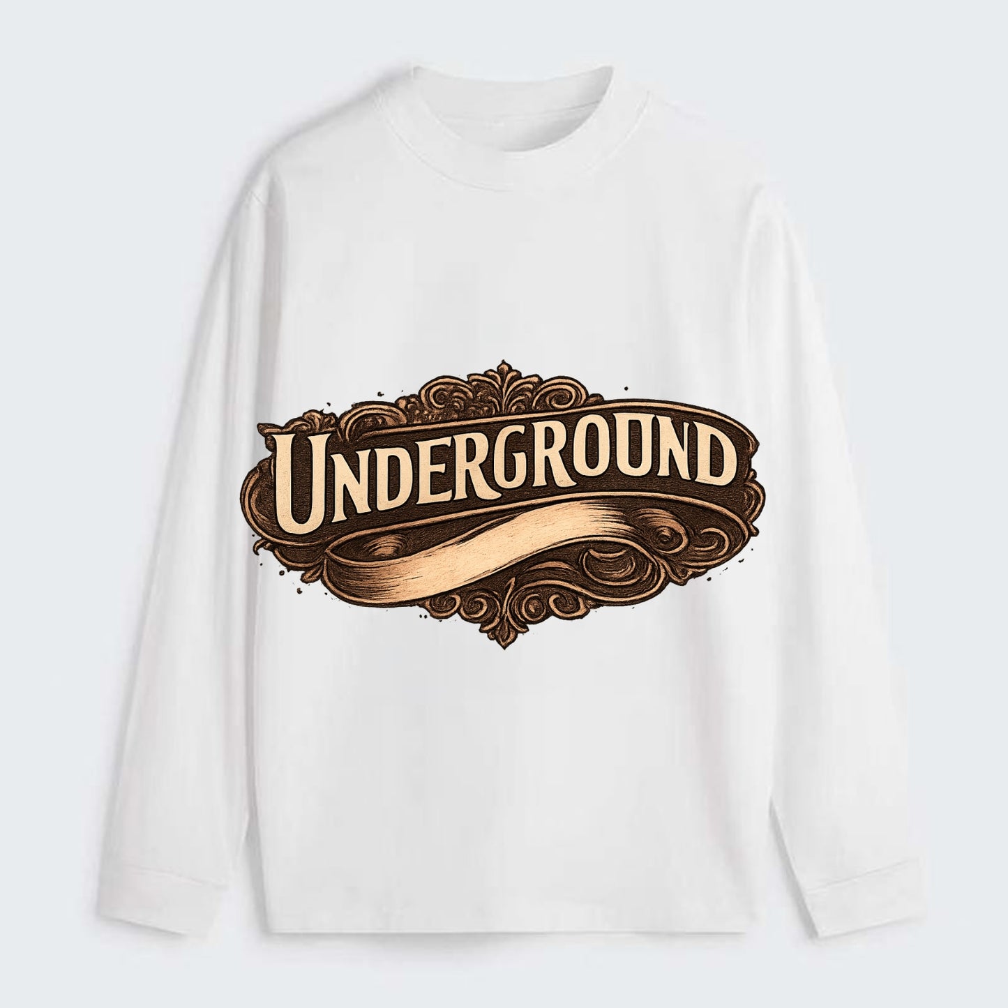 Bold typography design - "UNDERGROUND" - hidden scene, alternative - Classic Long Sleeve Shirt - White