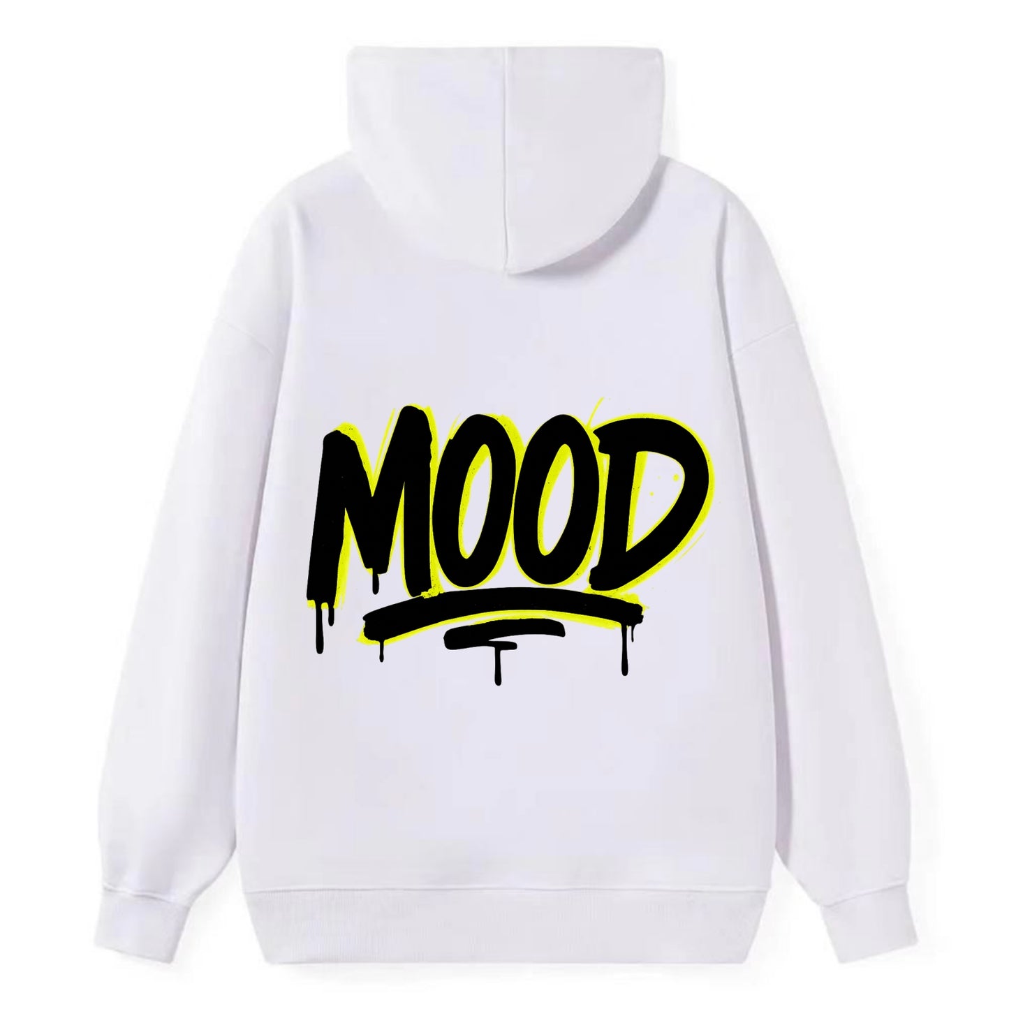 Bold typography design - "MOOD" - current state, feeling it - Classic Pullover Hoodie - White
