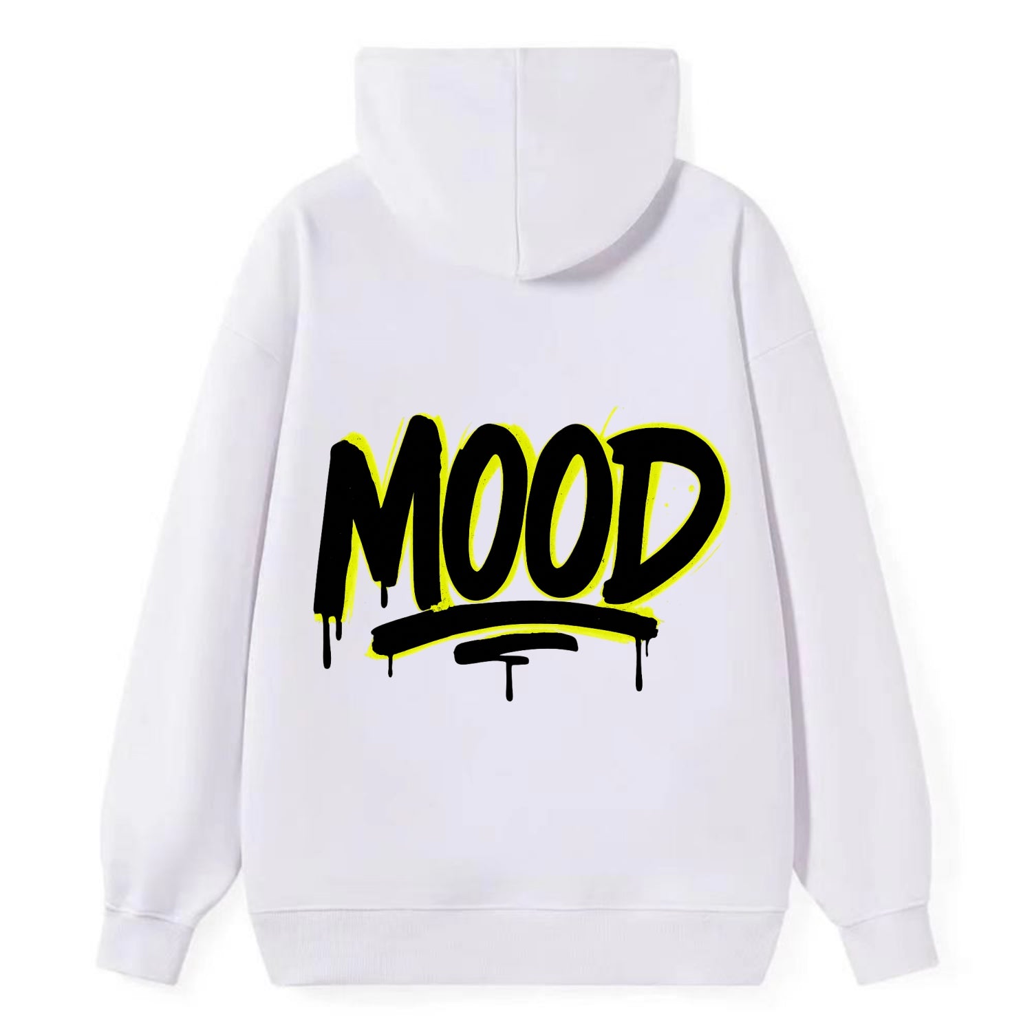 Bold typography design - "MOOD" - current state, feeling it - Classic Pullover Hoodie - White