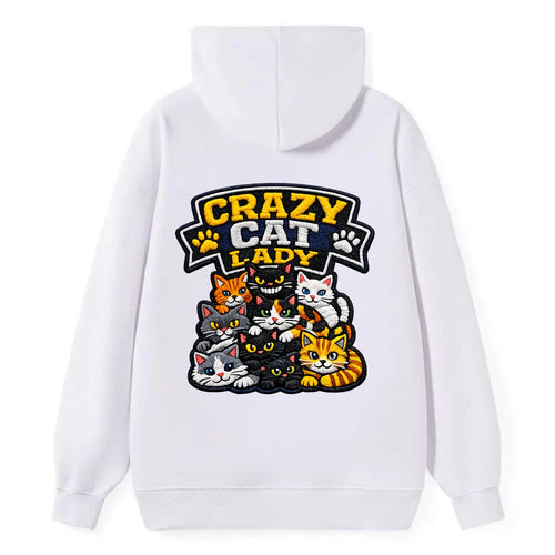 CRAZY CAT LADY - cat pile in multicolor , cat collector - Classic Pullover Hoodie