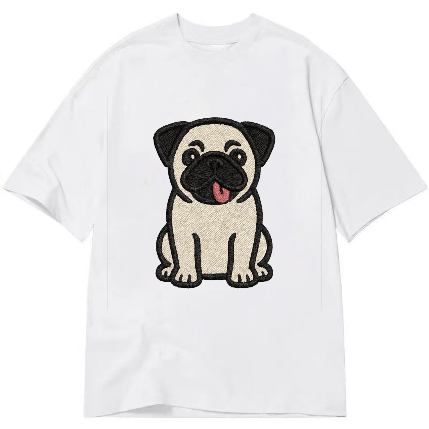 Pug - Tilted head with tongue out - Clas Classic T-shirt - White