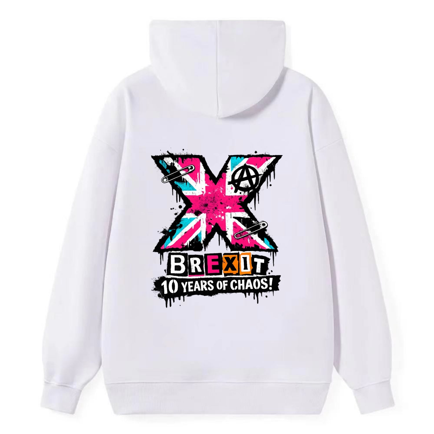 X YEARS | Roman numeral X massive | Union Jack fill pattern | Bold - Classic Pullover Hoodie - White