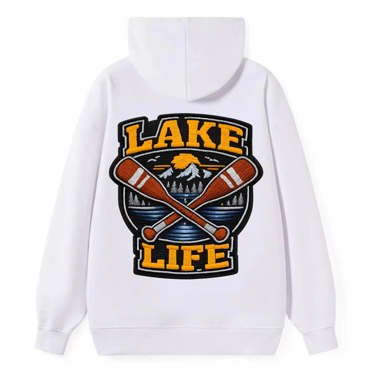 CANOE PADDLE - wooden paddle crossed in brown and cream , lake life - Classic Pullover Hoodie - White