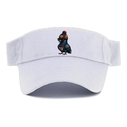 Manhattan Pigeon wearing Giants beanie with Empire State patch and wayfarer sunglasses - Visor - White