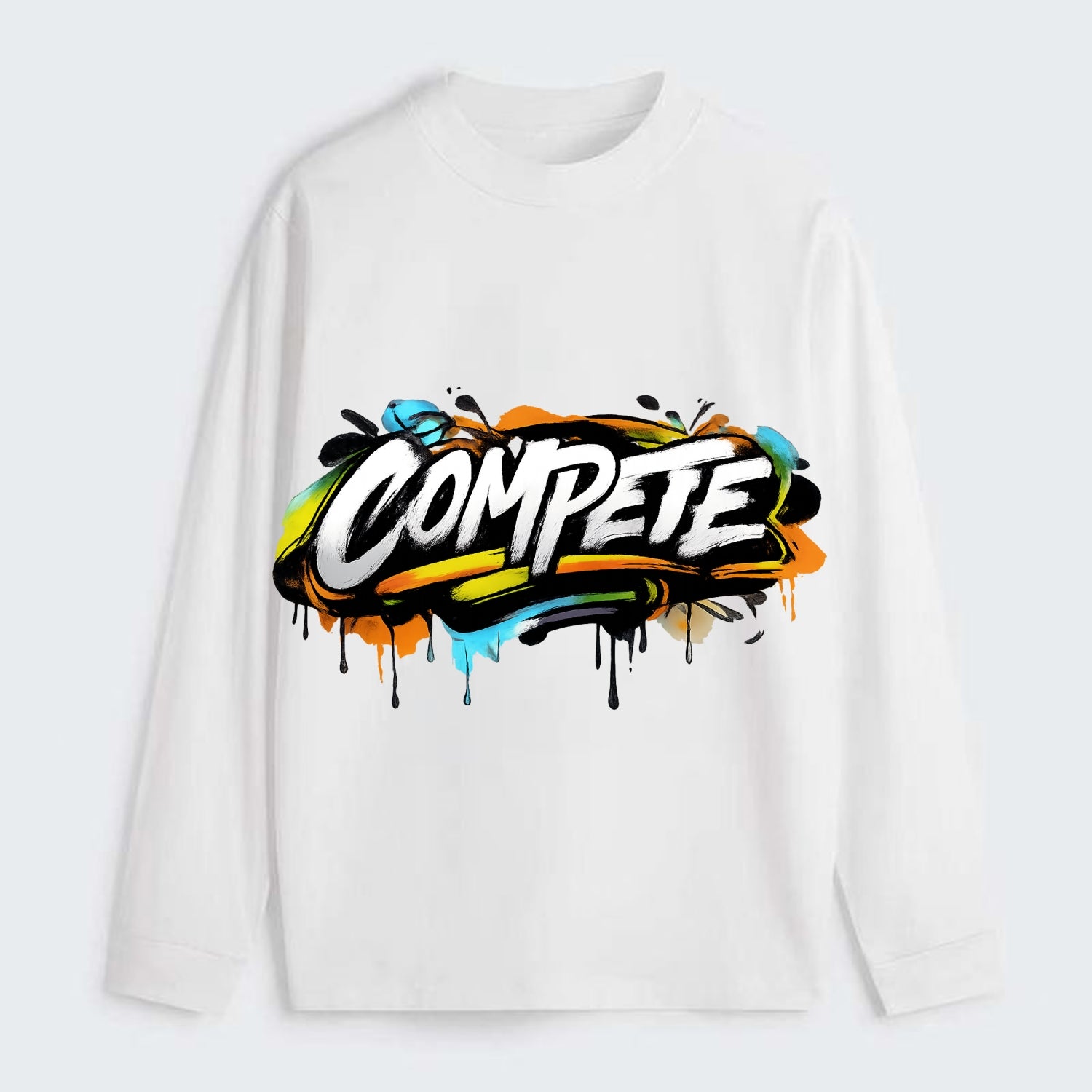Bold typography design - "COMPETE" - competitive spirit, love the game - Classic Long Sleeve Shirt - White