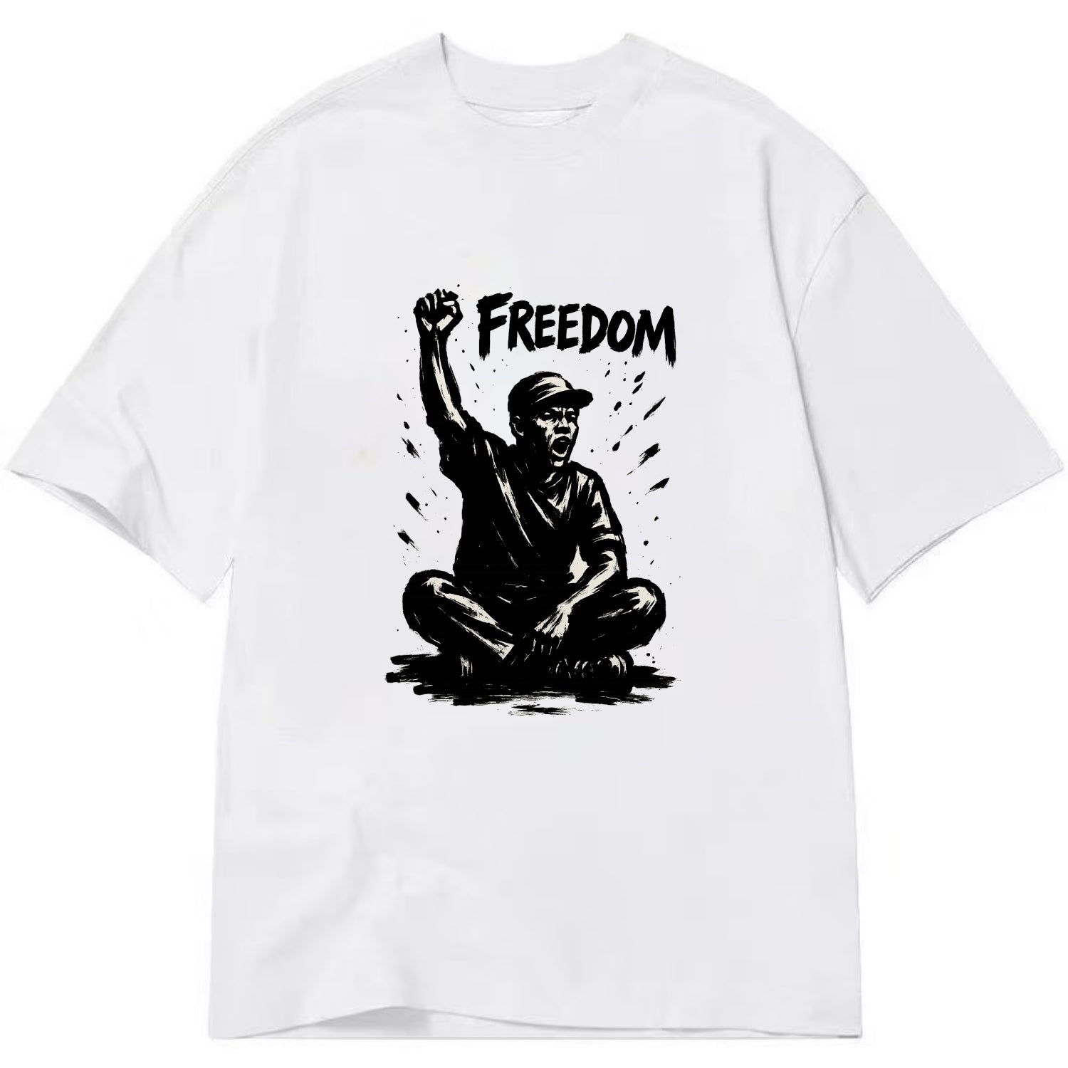 Sit-in protest figure - civil disobedience ink art - Classic T-shirt - White