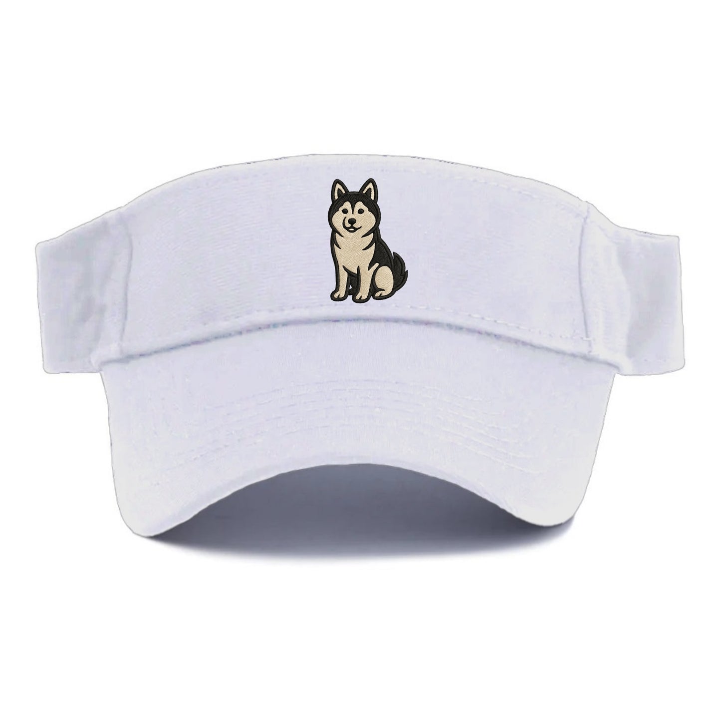 Pomsky - Pomeranian-Husky mix sitting pose - Visor - White