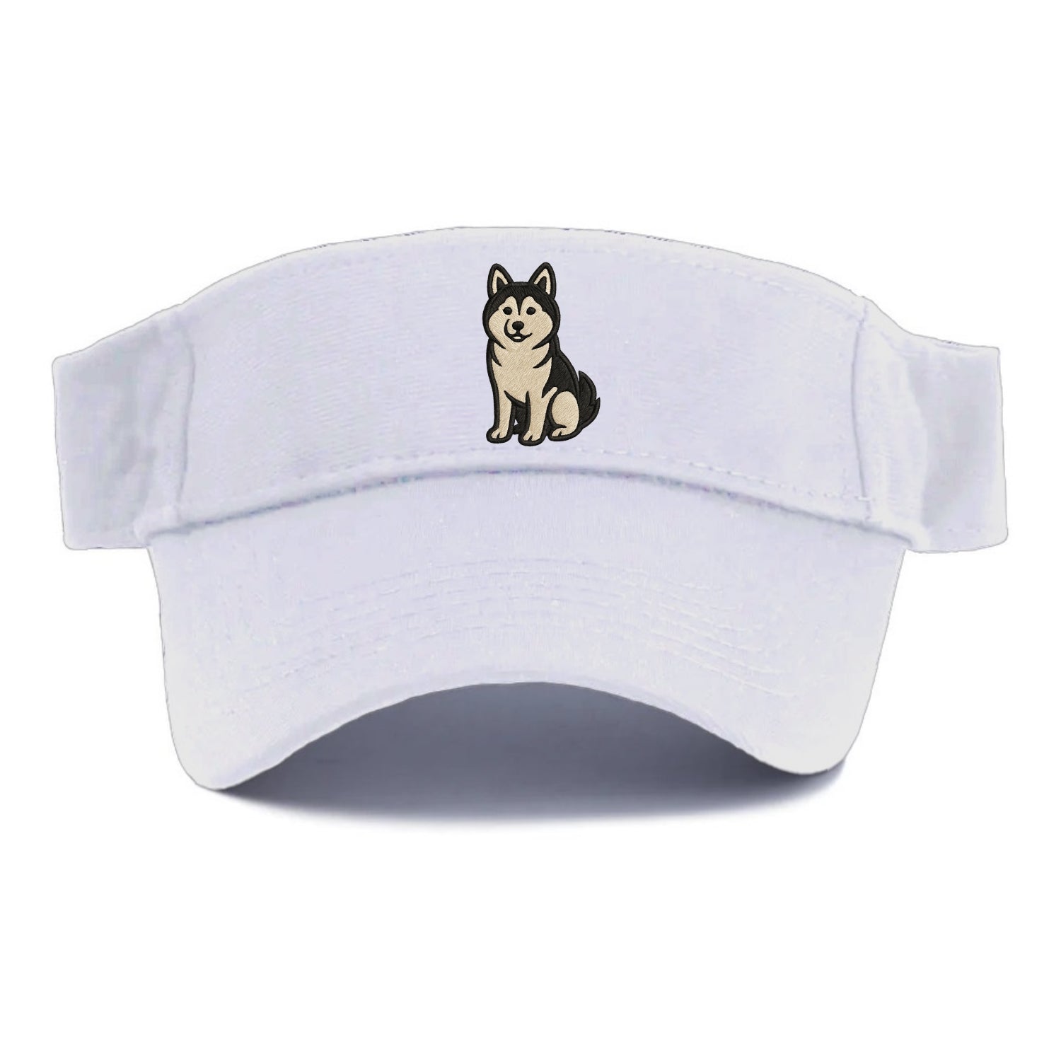 Pomsky - Pomeranian-Husky mix sitting pose - Visor - White
