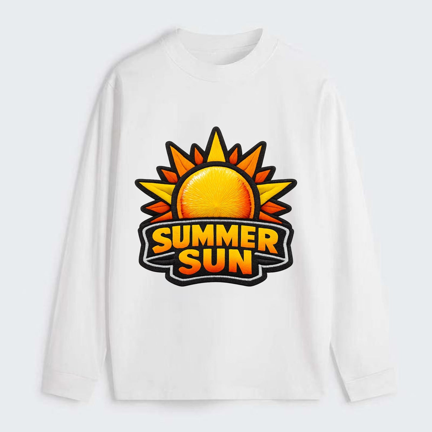 SUMMER SUN - bright sun with rays in yellow and orange , hot season - Classic Long Sleeve Shirt - White