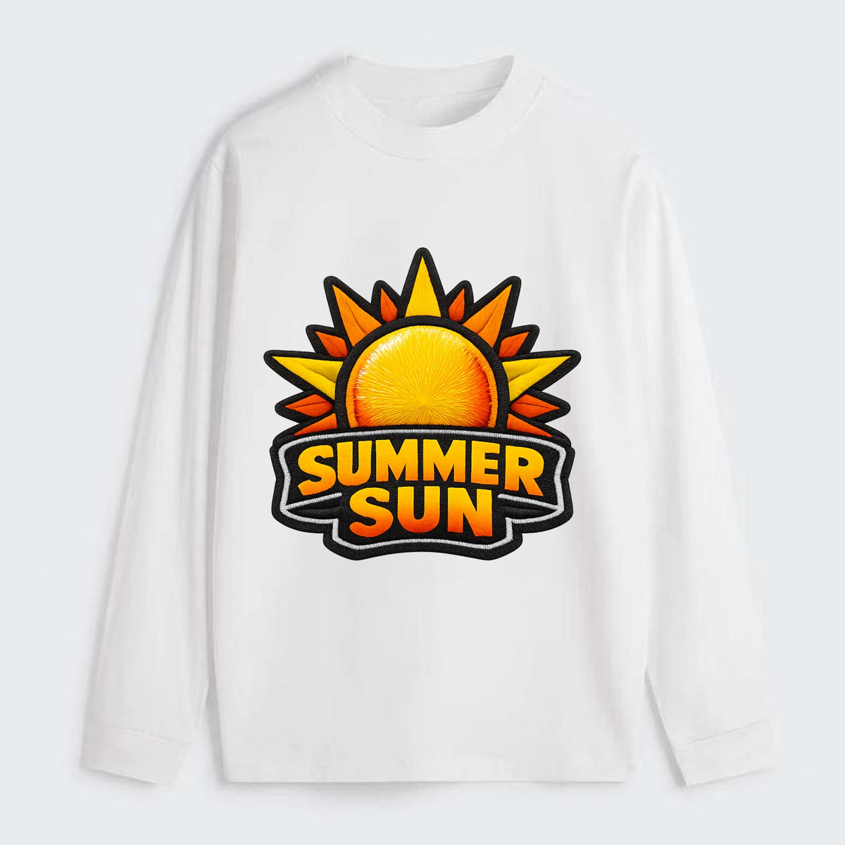 SUMMER SUN - bright sun with rays in yellow and orange , hot season - Classic Long Sleeve Shirt - White
