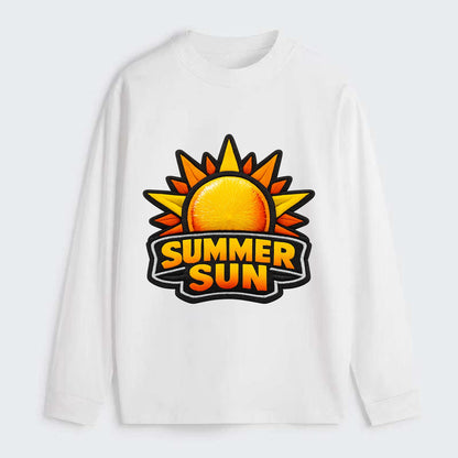 SUMMER SUN - bright sun with rays in yellow and orange , hot season - Classic Long Sleeve Shirt - White