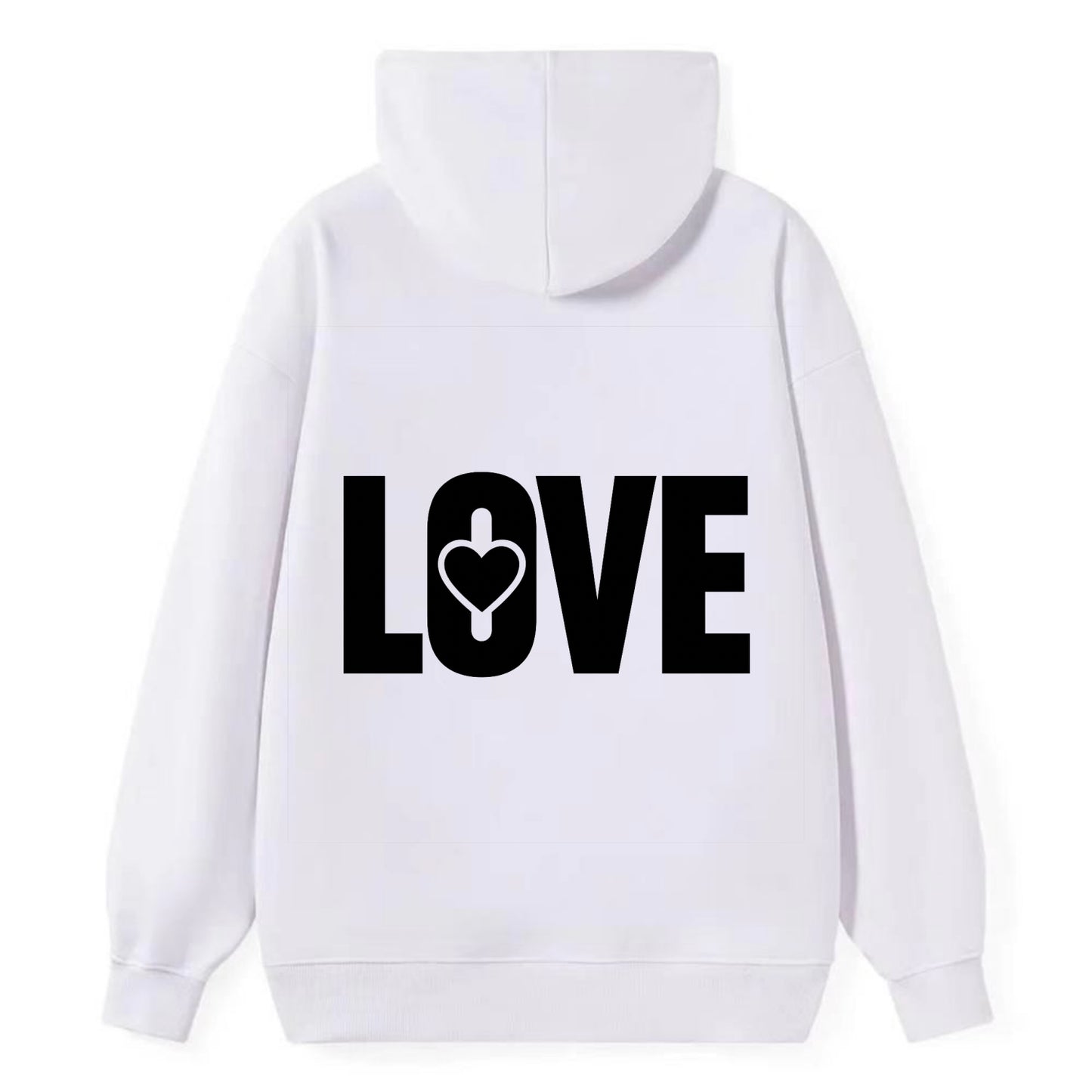 Bold typography design - "LOVE" - universal connection, heart centered - Classic Pullover Hoodie - White