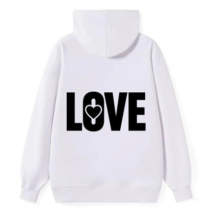 Bold typography design - "LOVE" - universal connection, heart centered - Classic Pullover Hoodie - White
