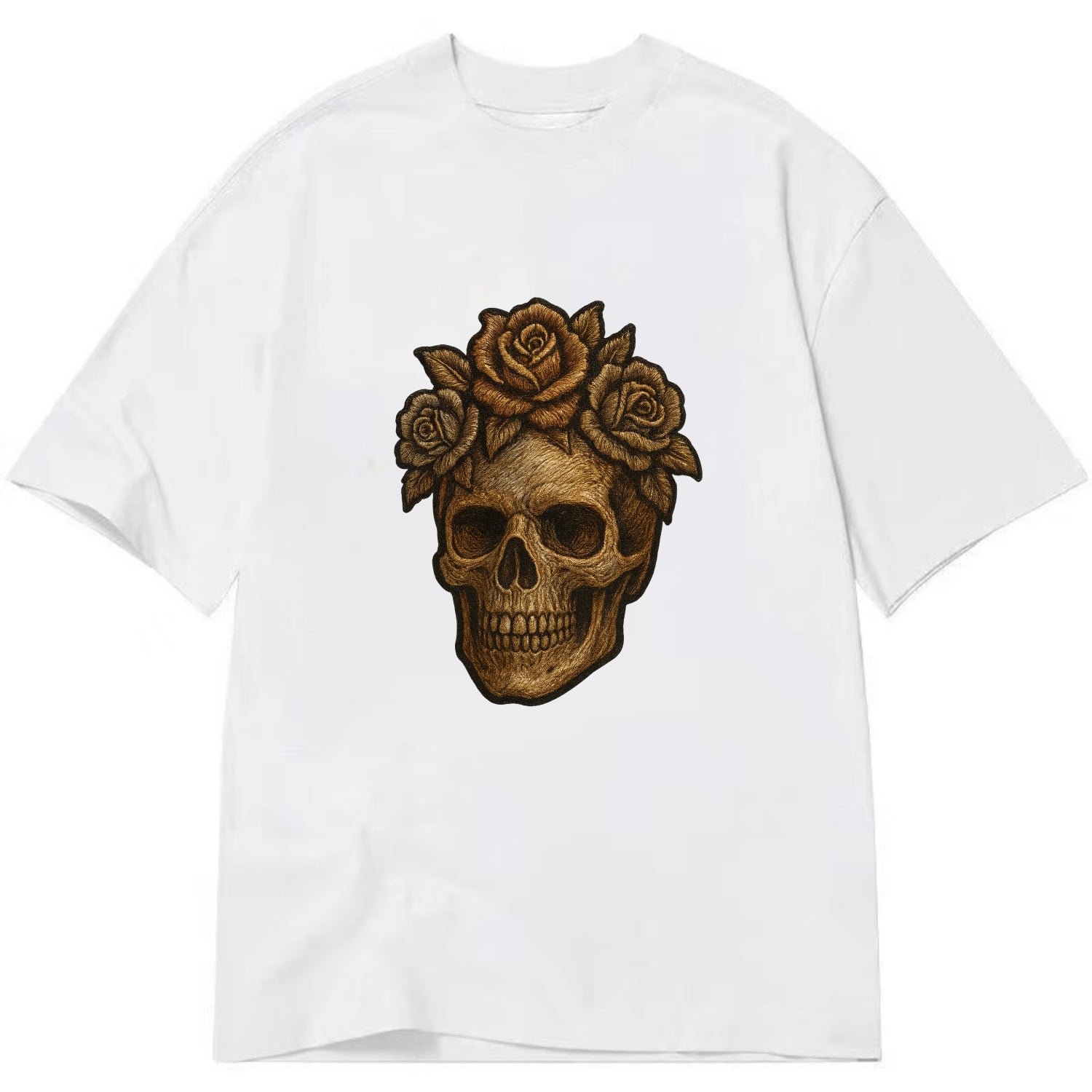 Skull and Roses  - Classic T-shirt - White