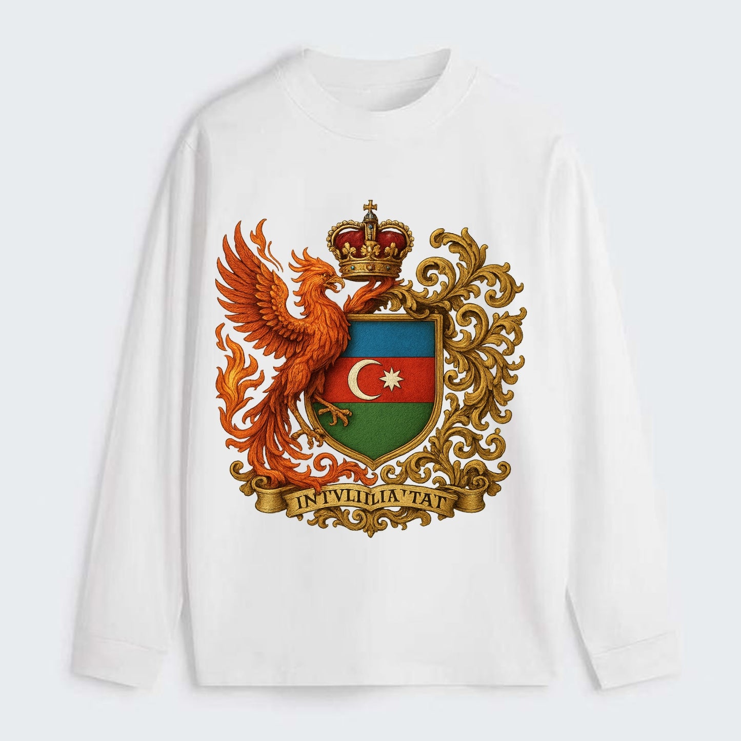 Azerbaijan Fire Phoenix Emblem - Classic Long Sleeve Shirt - White