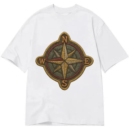 Compass rose with cardinal directions - explorer symbol - Classic T-shirt - White