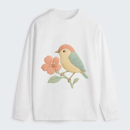 Peach Flowerpecker - Classic Long Sleeve Shirt - White