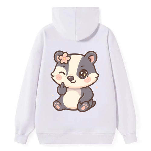 adorable badger with black and white stripes, one paw giving finger - Classic Pullover Hoodie