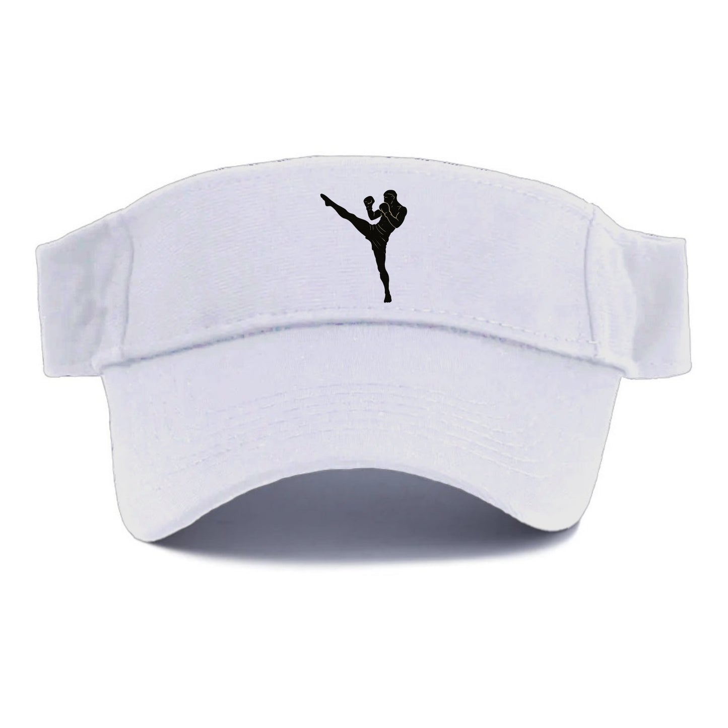 Kickboxer delivering roundhouse kick - Visor - White
