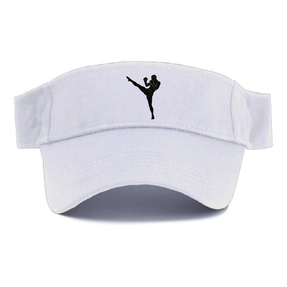 Kickboxer delivering roundhouse kick - Visor - White