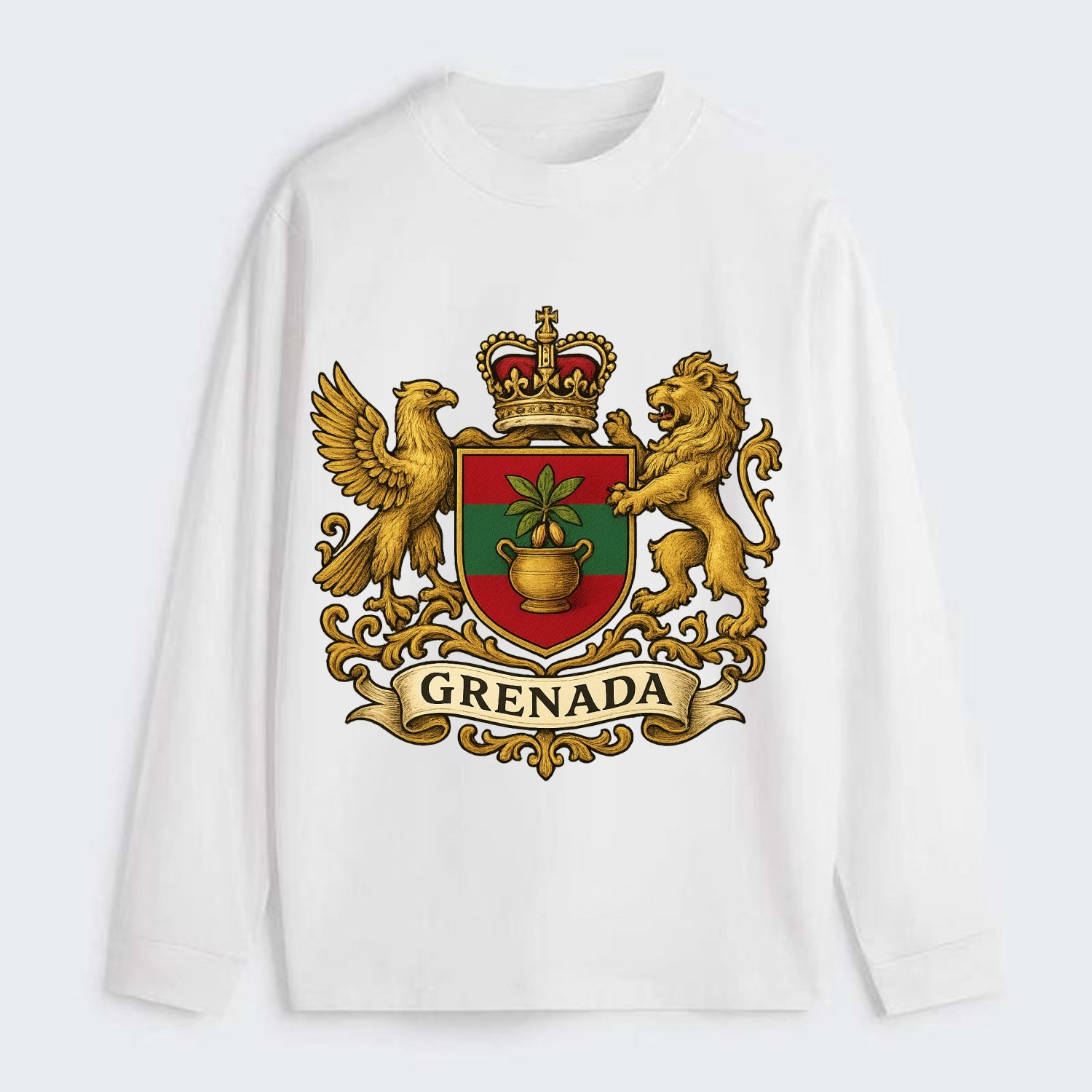 Grenada Heritage Badge  - Classic Long Sleeve Shirt - White