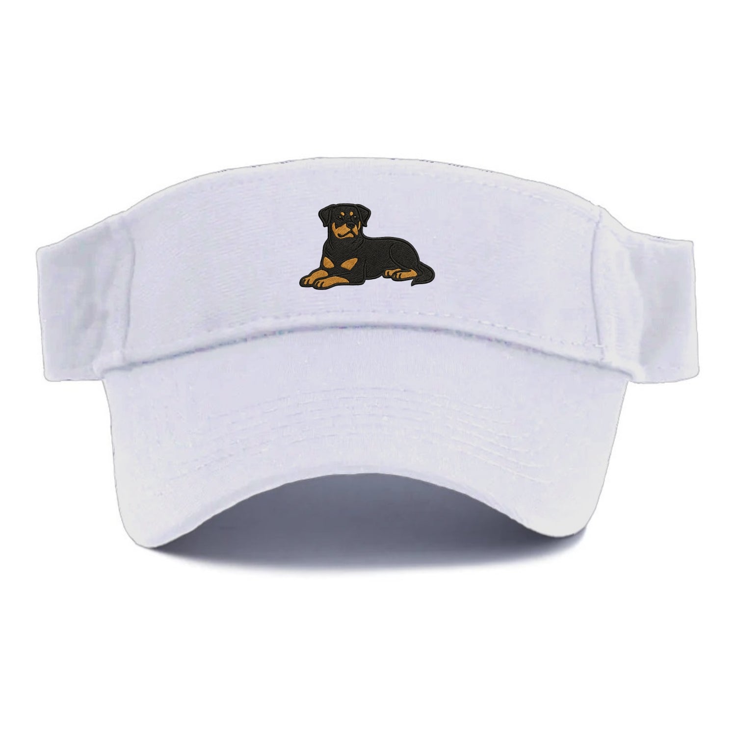 Rottweiler - Black and tan relaxed lying Visor - White