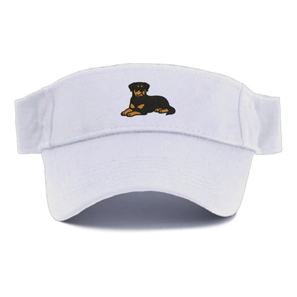 Rottweiler - Black and tan relaxed lying Visor - White