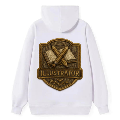Pencils and sketchbook - illustrator badge - Classic Pullover Hoodie - White