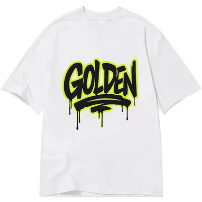 Bold typography design - "GOLDEN" - precious, valuable, excellent - Classic T-shirt - White
