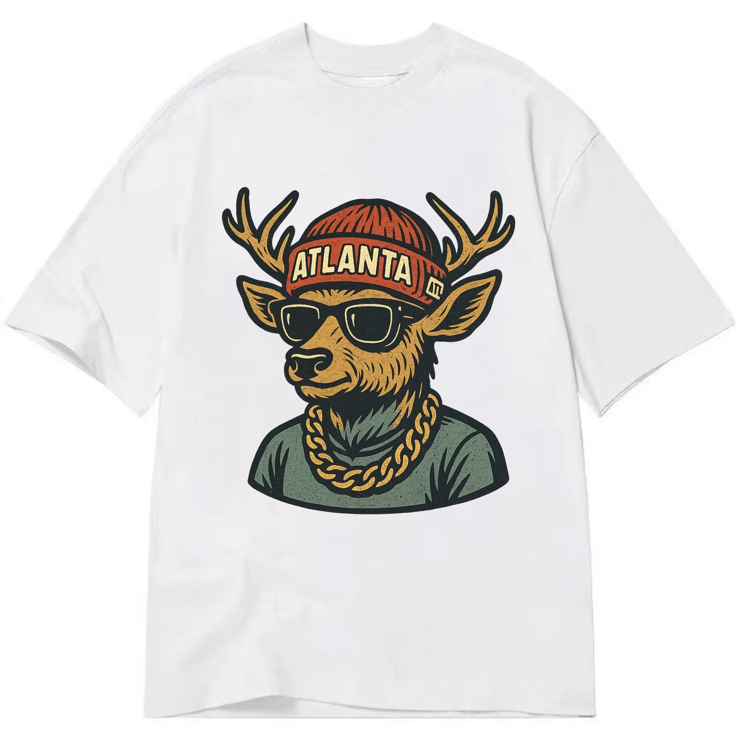 "deer" "atlanta" "atl" "red" "us South" - Classic T-shirt - White