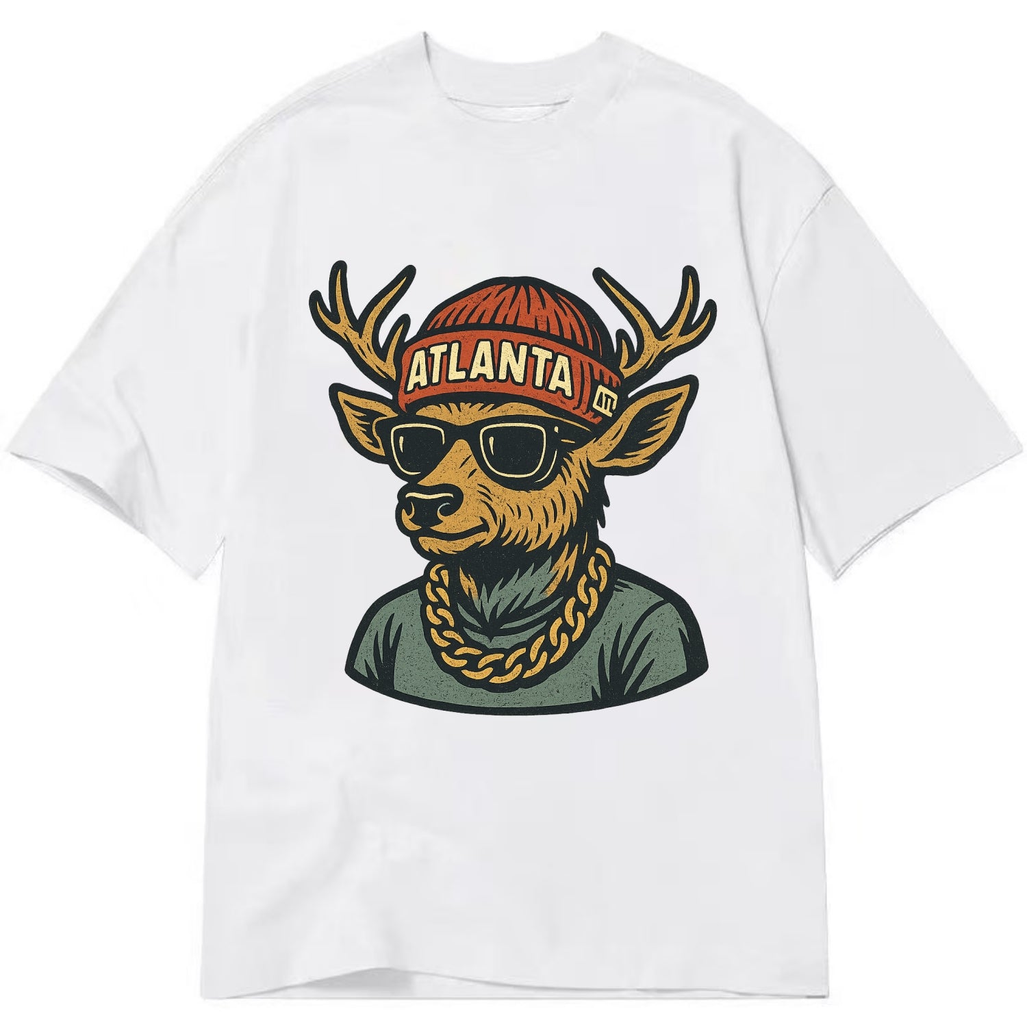 "deer" "atlanta" "atl" "red" "us South" - Classic T-shirt - White