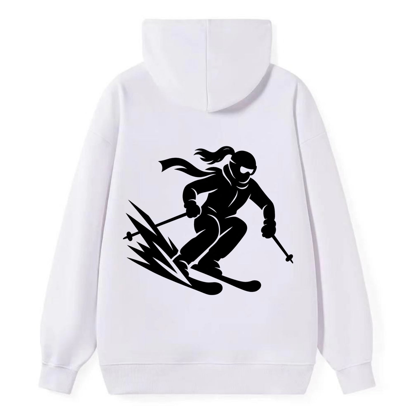 Skier carving down snowy slope - Classic Pullover Hoodie - White