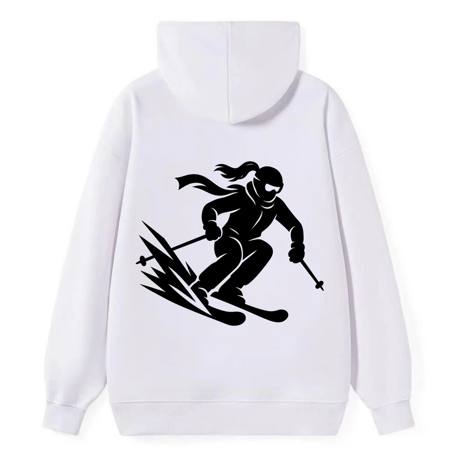 Skier carving down snowy slope - Classic Pullover Hoodie - White