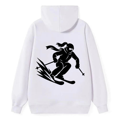 Skier carving down snowy slope - Classic Pullover Hoodie - White