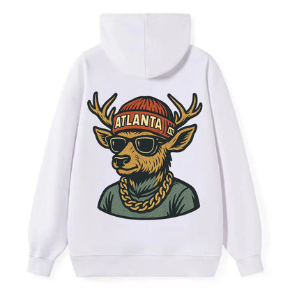 "deer" "atlanta" "atl" "red" "us South" - Classic Pullover Hoodie - White