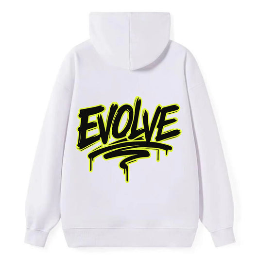 Bold typography design - "EVOLVE" - changing, becoming better - Classic Pullover Hoodie - White