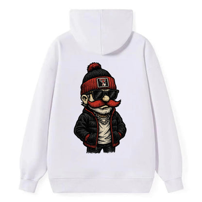Lubbock Raider wearing Texas Tech beanie with guns up patch - Classic Pullover Hoodie - White
