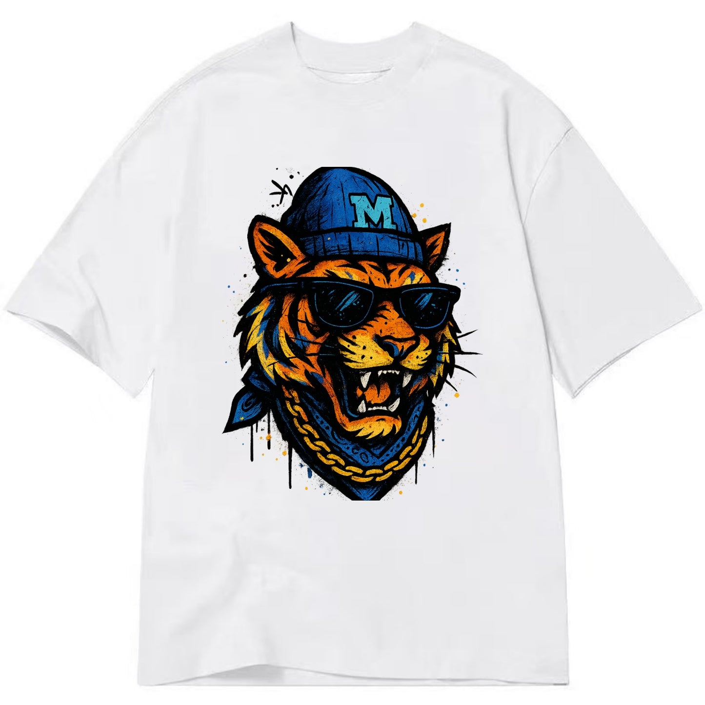 Memphis Tiger wearing Memphis beanie with M patch - Classic T-shirt - White